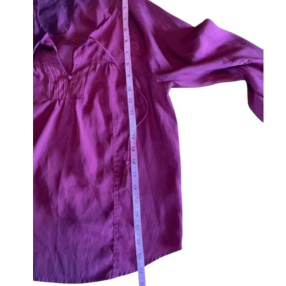 American Eagle Medium Top Purple Blouse Long Sleeve Shirt Minimalist AE Coquette - Picture 10 of 10